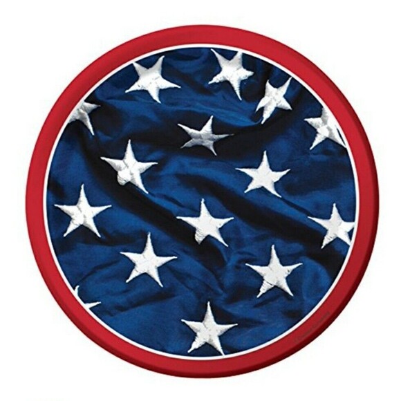 Patriotic USA Flag Election Party Plates Red White Blue & Stars Design 68CT - Picture 2 of 6